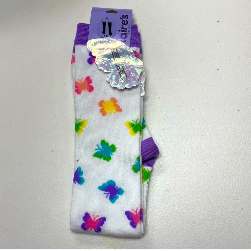Claire’s Winged Butterfly Knee High Socks 9-11